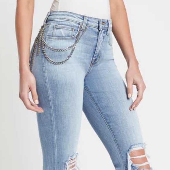 L'AGENCE Luna High Rise Chain + Distressed Skinny Jeans - Picture 1 of 14